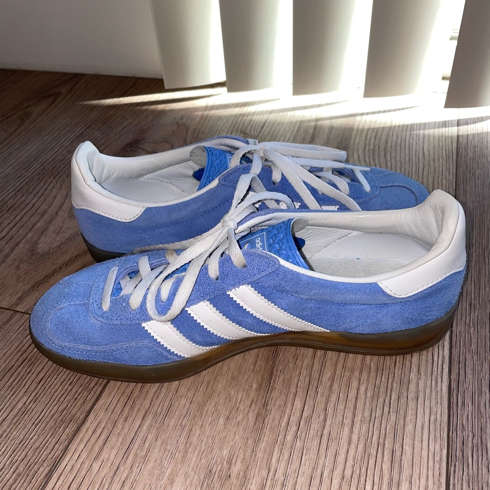 adidas Blue Suede Sneakers with White Stripes - Picture 3 of 9